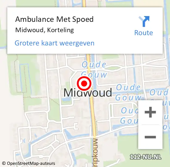 Locatie op kaart van de 112 melding: Ambulance Met Spoed Naar Midwoud, Korteling op 12 januari 2024 21:33
