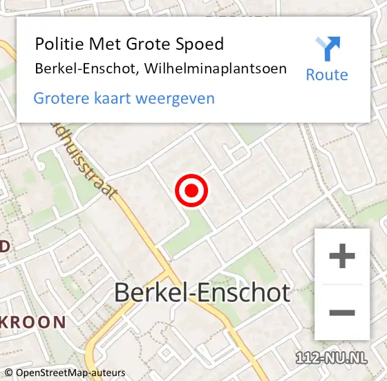 Locatie op kaart van de 112 melding: Politie Met Grote Spoed Naar Berkel-Enschot, Wilhelminaplantsoen op 12 januari 2024 21:44