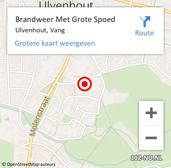 Locatie op kaart van de 112 melding: Brandweer Met Grote Spoed Naar Ulvenhout, Vang op 12 januari 2024 21:56