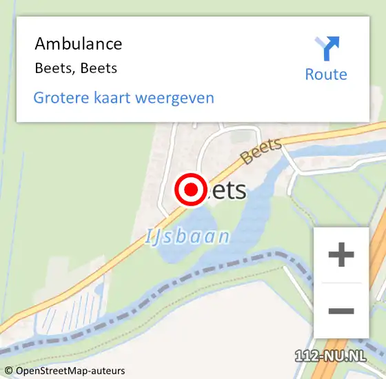 Locatie op kaart van de 112 melding: Ambulance Beets, Beets op 12 januari 2024 21:56