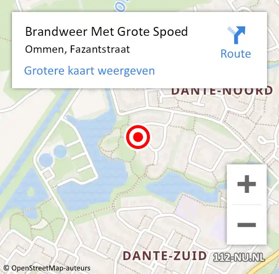 Locatie op kaart van de 112 melding: Brandweer Met Grote Spoed Naar Ommen, Fazantstraat op 12 januari 2024 21:57