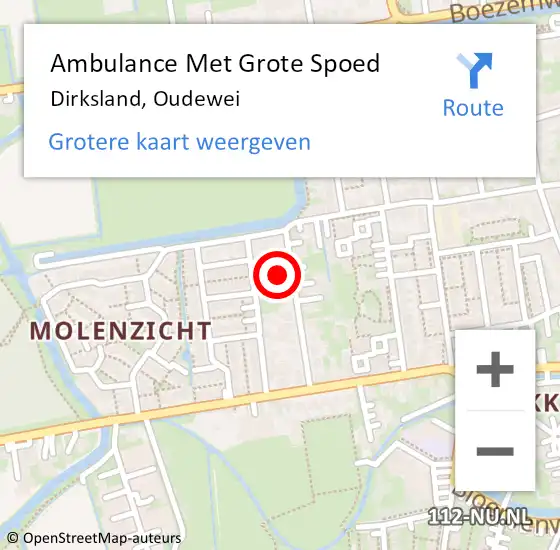 Locatie op kaart van de 112 melding: Ambulance Met Grote Spoed Naar Dirksland, Oudewei op 12 januari 2024 21:58