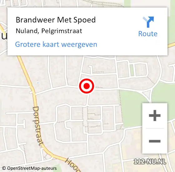 Locatie op kaart van de 112 melding: Brandweer Met Spoed Naar Nuland, Pelgrimstraat op 12 januari 2024 22:15