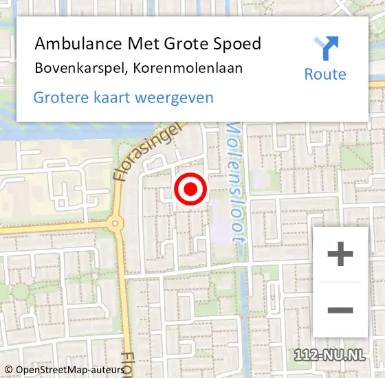 Locatie op kaart van de 112 melding: Ambulance Met Grote Spoed Naar Bovenkarspel, Korenmolenlaan op 12 januari 2024 22:31