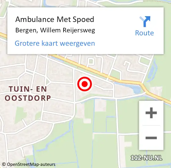 Locatie op kaart van de 112 melding: Ambulance Met Spoed Naar Bergen, Willem Reijersweg op 12 januari 2024 22:32