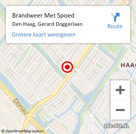 Locatie op kaart van de 112 melding: Brandweer Met Spoed Naar Den Haag, Gerard Doggerlaan op 12 januari 2024 22:44