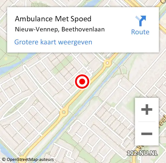 Locatie op kaart van de 112 melding: Ambulance Met Spoed Naar Nieuw-Vennep, Beethovenlaan op 12 januari 2024 22:46