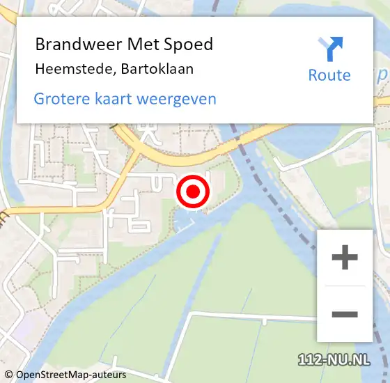 Locatie op kaart van de 112 melding: Brandweer Met Spoed Naar Heemstede, Bartoklaan op 12 januari 2024 22:47