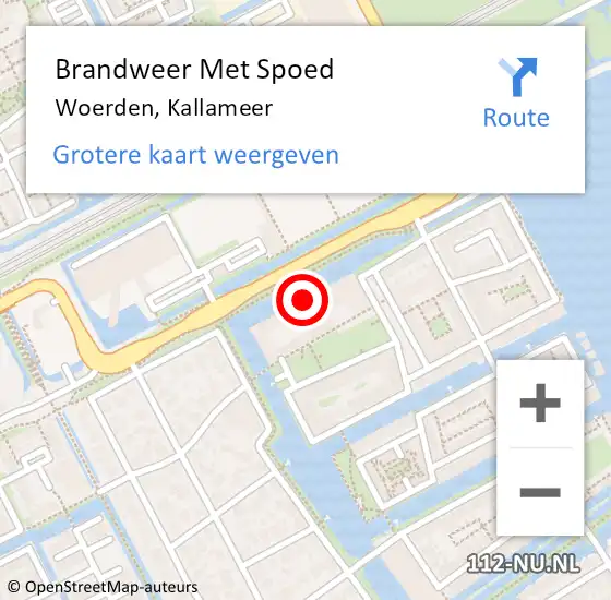 Locatie op kaart van de 112 melding: Brandweer Met Spoed Naar Woerden, Kallameer op 12 januari 2024 22:47