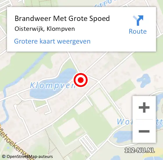 Locatie op kaart van de 112 melding: Brandweer Met Grote Spoed Naar Oisterwijk, Klompven op 12 januari 2024 22:51