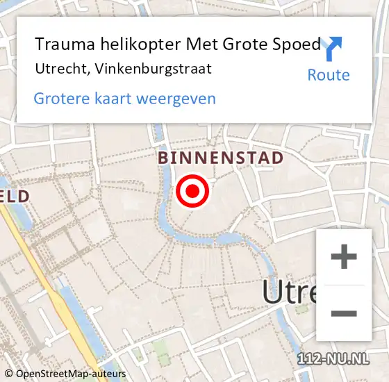 Locatie op kaart van de 112 melding: Trauma helikopter Met Grote Spoed Naar Utrecht, Vinkenburgstraat op 12 januari 2024 23:03