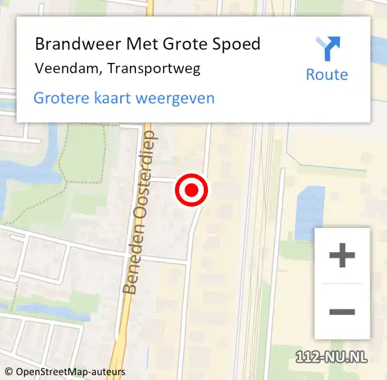Locatie op kaart van de 112 melding: Brandweer Met Grote Spoed Naar Veendam, Transportweg op 12 januari 2024 23:07