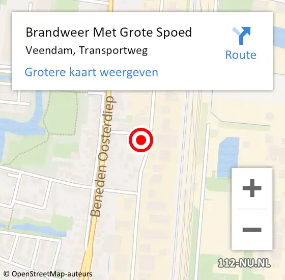 Locatie op kaart van de 112 melding: Brandweer Met Grote Spoed Naar Veendam, Transportweg op 12 januari 2024 23:09