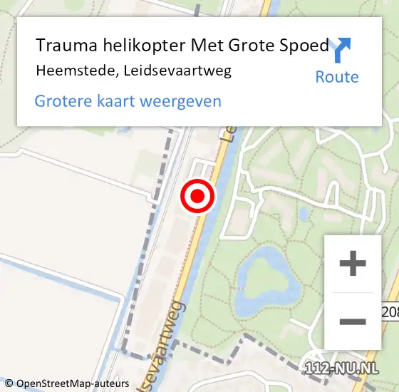 Locatie op kaart van de 112 melding: Trauma helikopter Met Grote Spoed Naar Heemstede, Leidsevaartweg op 12 januari 2024 23:44