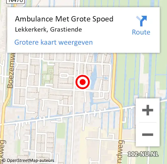 Locatie op kaart van de 112 melding: Ambulance Met Grote Spoed Naar Lekkerkerk, Grastiende op 12 januari 2024 23:56