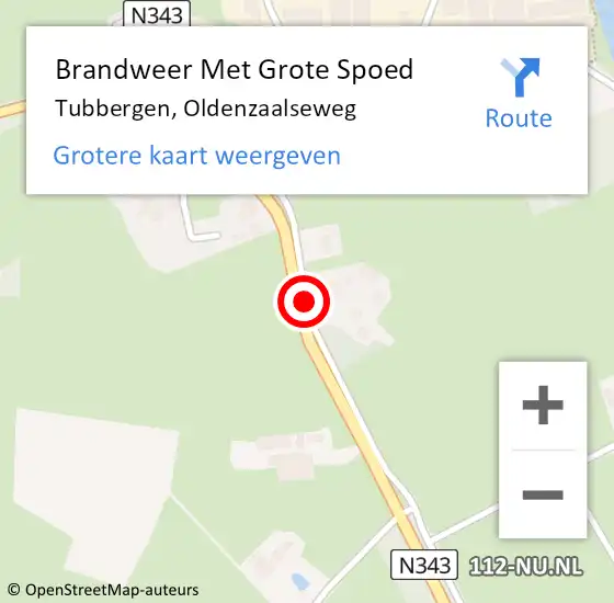 Locatie op kaart van de 112 melding: Brandweer Met Grote Spoed Naar Tubbergen, Oldenzaalseweg op 22 september 2014 02:23