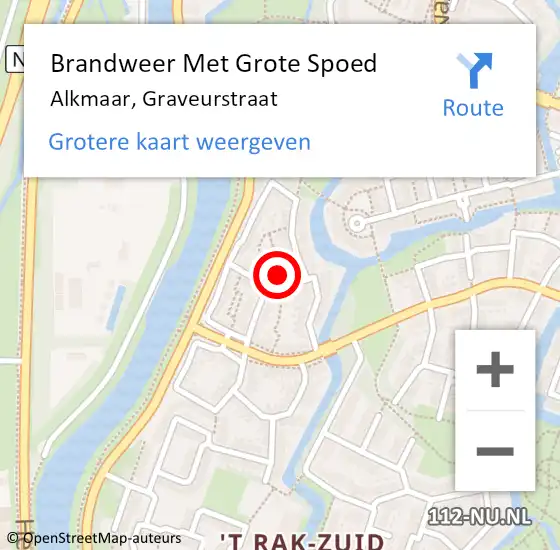 Locatie op kaart van de 112 melding: Brandweer Met Grote Spoed Naar Alkmaar, Graveurstraat op 13 januari 2024 00:35