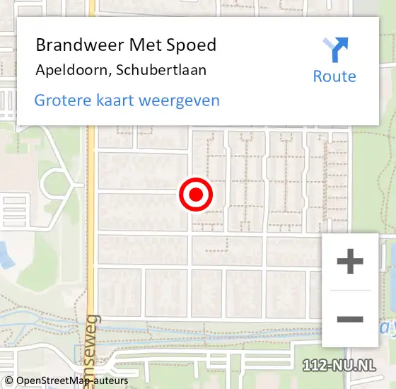 Locatie op kaart van de 112 melding: Brandweer Met Spoed Naar Apeldoorn, Schubertlaan op 13 januari 2024 00:59