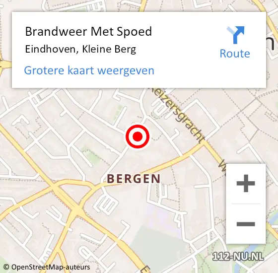 Locatie op kaart van de 112 melding: Brandweer Met Spoed Naar Eindhoven, Kleine Berg op 13 januari 2024 01:29