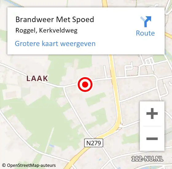 Locatie op kaart van de 112 melding: Brandweer Met Spoed Naar Roggel, Kerkveldweg op 13 januari 2024 01:34