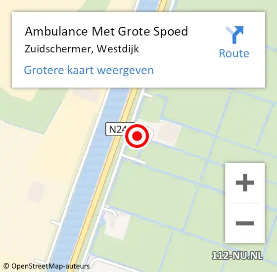Locatie op kaart van de 112 melding: Ambulance Met Grote Spoed Naar Zuidschermer, Westdijk op 13 januari 2024 02:07