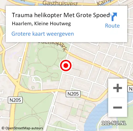 Locatie op kaart van de 112 melding: Trauma helikopter Met Grote Spoed Naar Haarlem, Kleine Houtweg op 13 januari 2024 02:58