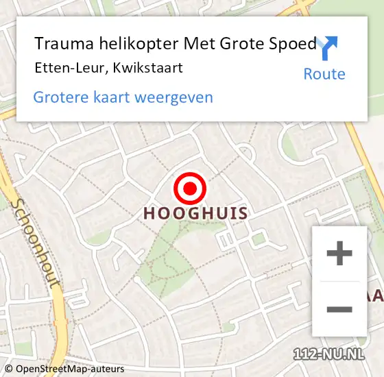 Locatie op kaart van de 112 melding: Trauma helikopter Met Grote Spoed Naar Etten-Leur, Kwikstaart op 13 januari 2024 03:00