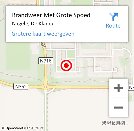 Locatie op kaart van de 112 melding: Brandweer Met Grote Spoed Naar Nagele, De Klamp op 13 januari 2024 03:13