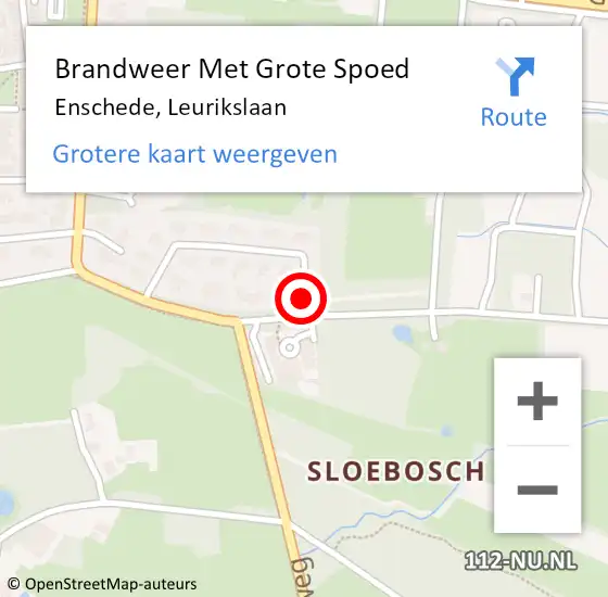 Locatie op kaart van de 112 melding: Brandweer Met Grote Spoed Naar Enschede, Leurikslaan op 22 september 2014 03:11