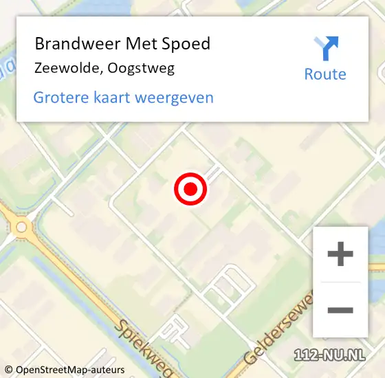 Locatie op kaart van de 112 melding: Brandweer Met Spoed Naar Zeewolde, Oogstweg op 13 januari 2024 06:05