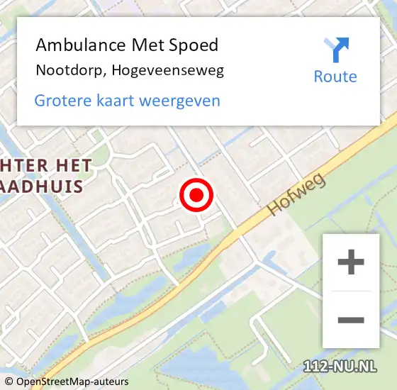 Locatie op kaart van de 112 melding: Ambulance Met Spoed Naar Nootdorp, Hogeveenseweg op 13 januari 2024 07:17