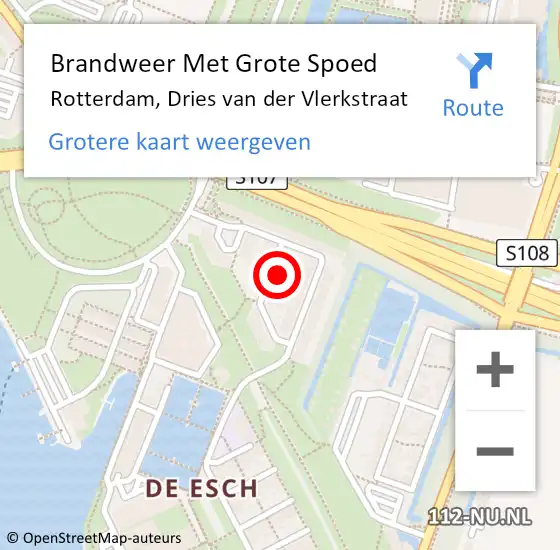 Locatie op kaart van de 112 melding: Brandweer Met Grote Spoed Naar Rotterdam, Dries van der Vlerkstraat op 13 januari 2024 08:23