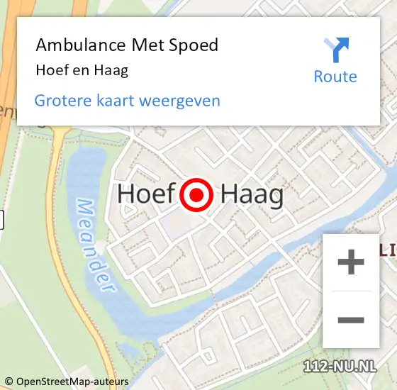 Locatie op kaart van de 112 melding: Ambulance Met Spoed Naar Hoef en Haag op 13 januari 2024 08:43