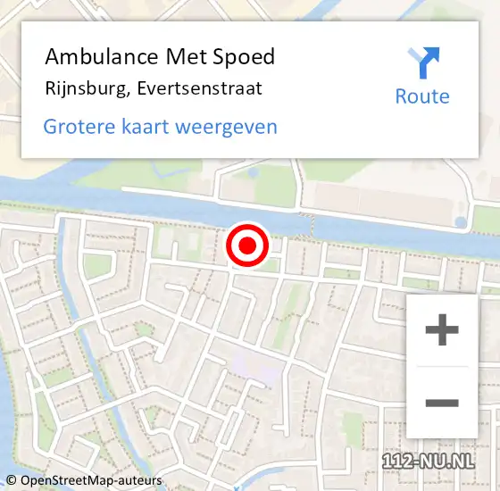 Locatie op kaart van de 112 melding: Ambulance Met Spoed Naar Rijnsburg, Evertsenstraat op 13 januari 2024 08:50