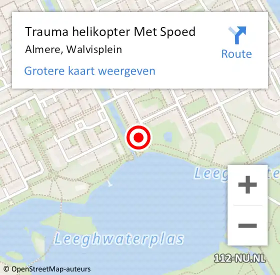 Locatie op kaart van de 112 melding: Trauma helikopter Met Spoed Naar Almere, Walvisplein op 13 januari 2024 09:25