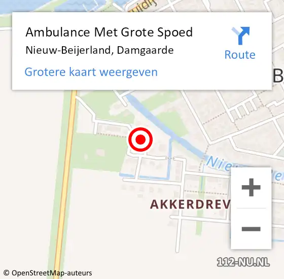 Locatie op kaart van de 112 melding: Ambulance Met Grote Spoed Naar Nieuw-Beijerland, Damgaarde op 13 januari 2024 10:00