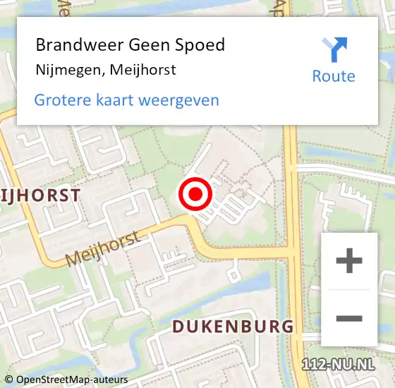 Locatie op kaart van de 112 melding: Brandweer Geen Spoed Naar Nijmegen, Meijhorst op 13 januari 2024 10:18