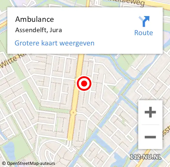 Locatie op kaart van de 112 melding: Ambulance Assendelft, Jura op 13 januari 2024 10:25