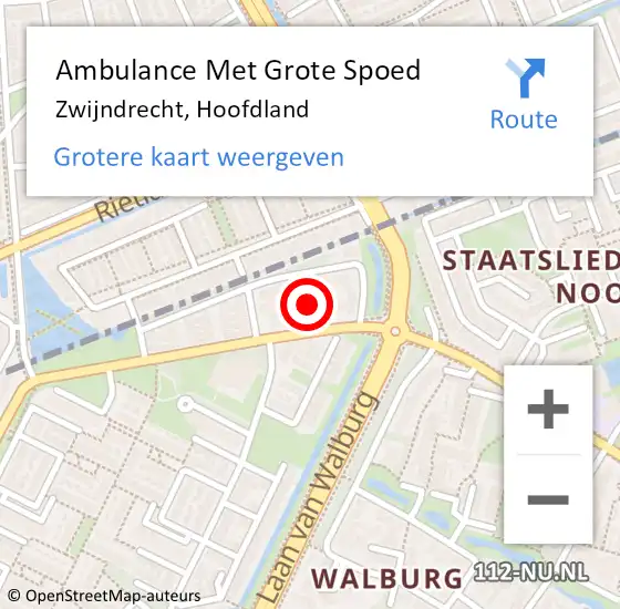 Locatie op kaart van de 112 melding: Ambulance Met Grote Spoed Naar Zwijndrecht, Hoofdland op 13 januari 2024 11:09
