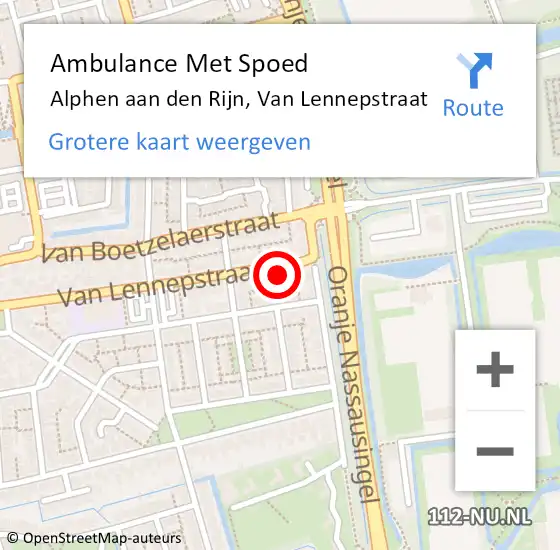 Locatie op kaart van de 112 melding: Ambulance Met Spoed Naar Alphen aan den Rijn, Van Lennepstraat op 13 januari 2024 11:35