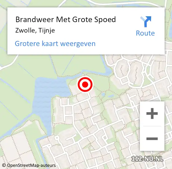 Locatie op kaart van de 112 melding: Brandweer Met Grote Spoed Naar Zwolle, Tijnje op 13 januari 2024 11:47