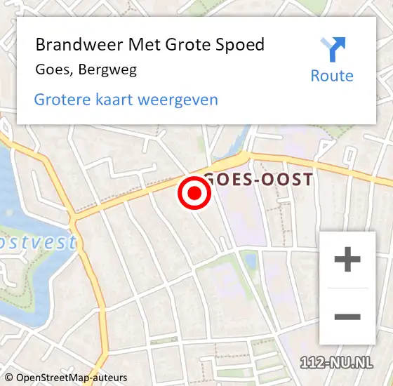 Locatie op kaart van de 112 melding: Brandweer Met Grote Spoed Naar Goes, Bergweg op 13 januari 2024 11:51