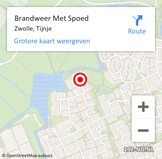 Locatie op kaart van de 112 melding: Brandweer Met Spoed Naar Zwolle, Tijnje op 13 januari 2024 12:03