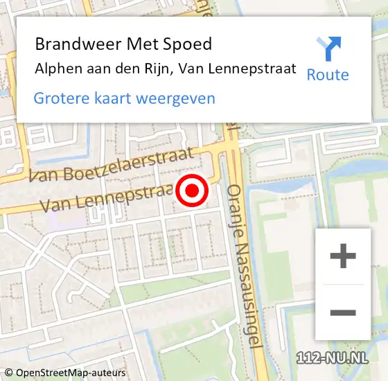 Locatie op kaart van de 112 melding: Brandweer Met Spoed Naar Alphen aan den Rijn, Van Lennepstraat op 13 januari 2024 12:03