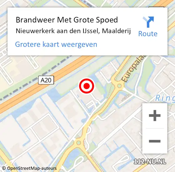 Locatie op kaart van de 112 melding: Brandweer Met Grote Spoed Naar Nieuwerkerk aan den IJssel, Maalderij op 13 januari 2024 12:12