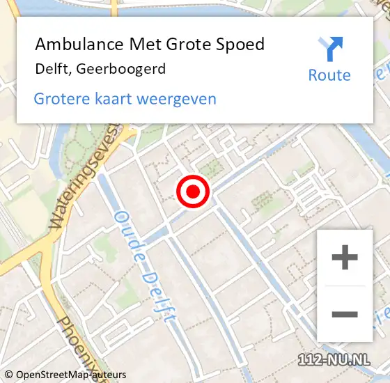 Locatie op kaart van de 112 melding: Ambulance Met Grote Spoed Naar Delft, Geerboogerd op 13 januari 2024 12:38