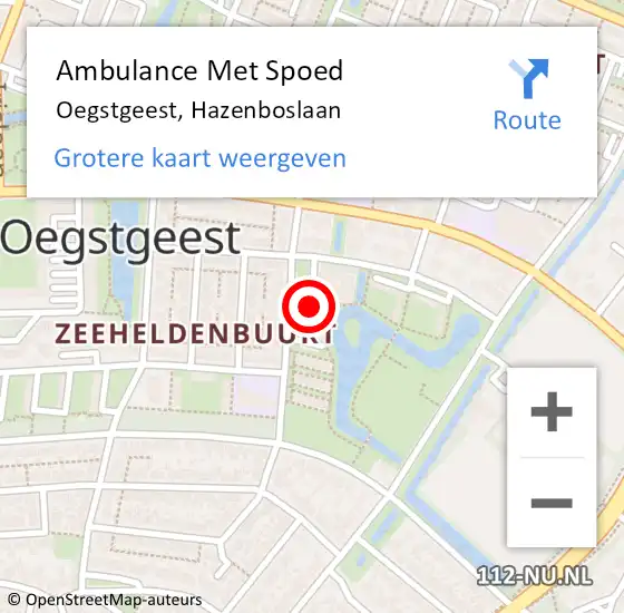 Locatie op kaart van de 112 melding: Ambulance Met Spoed Naar Oegstgeest, Hazenboslaan op 13 januari 2024 12:40