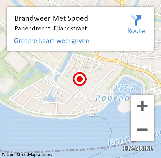 Locatie op kaart van de 112 melding: Brandweer Met Spoed Naar Papendrecht, Eilandstraat op 13 januari 2024 13:11