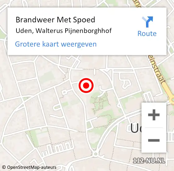 Locatie op kaart van de 112 melding: Brandweer Met Spoed Naar Uden, Walterus Pijnenborghhof op 13 januari 2024 13:25