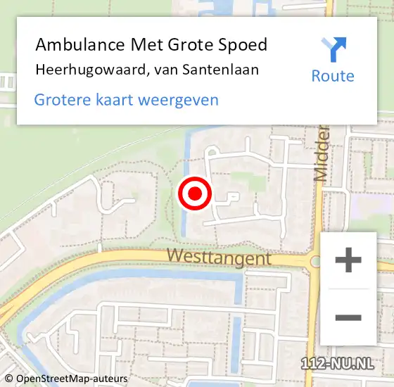 Locatie op kaart van de 112 melding: Ambulance Met Grote Spoed Naar Heerhugowaard, van Santenlaan op 13 januari 2024 13:39
